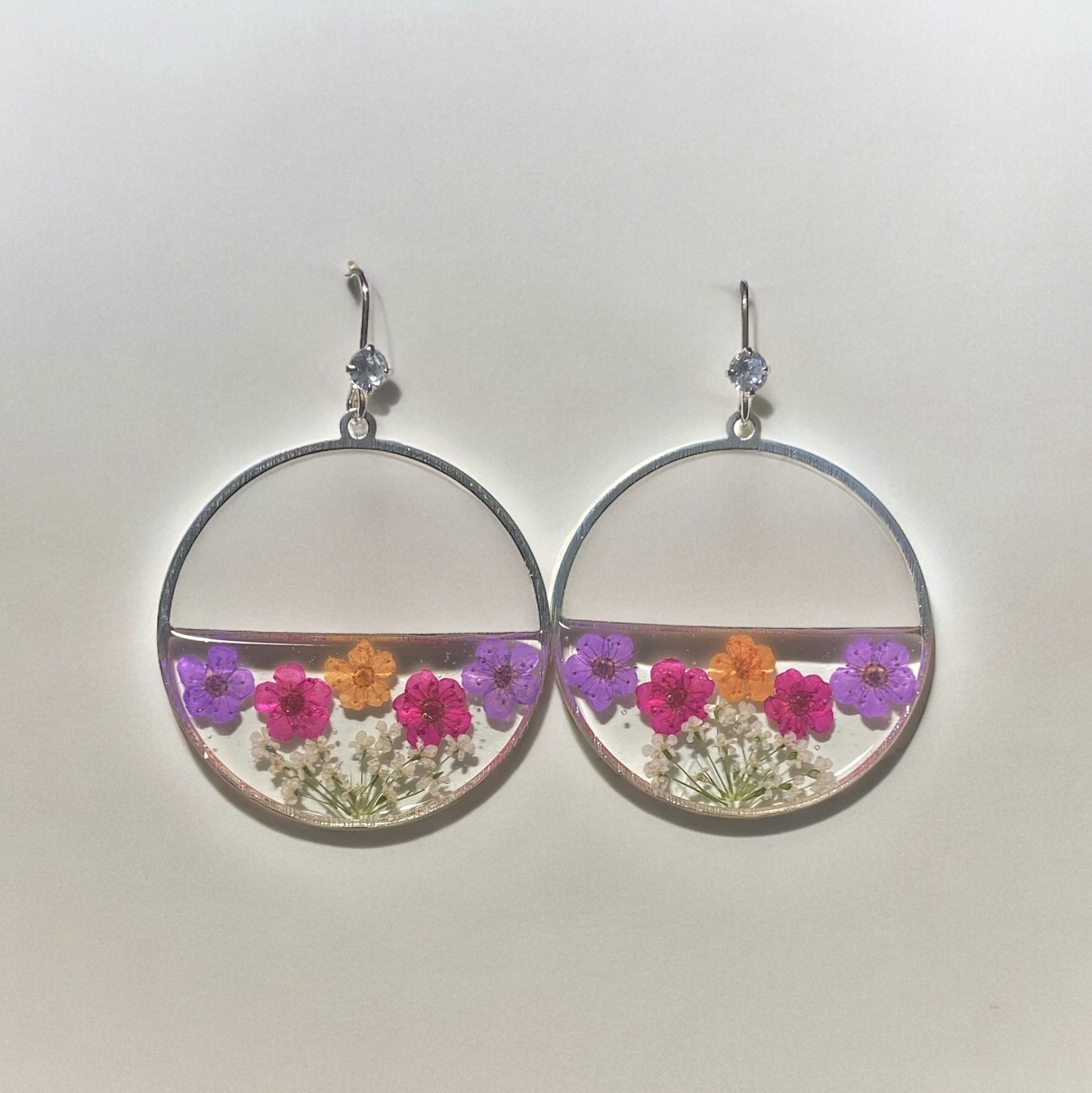 Plum Blossoms and Queen Anne’s Lace Earrings
