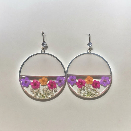 Plum Blossoms and Queen Anne’s Lace Earrings