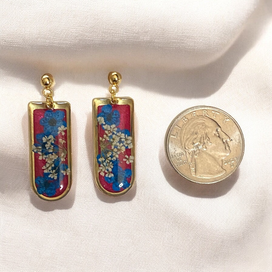 Red/Pink Mica Powder with Queen Anne’s Lace and Blue Colored Plum Blossoms