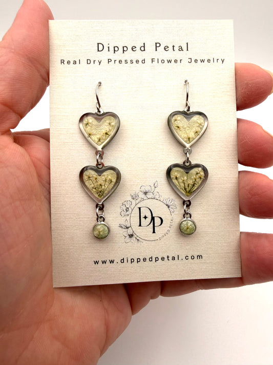 Heart Shaped Stainless Steel Dangle Earrings - Light Mint Green