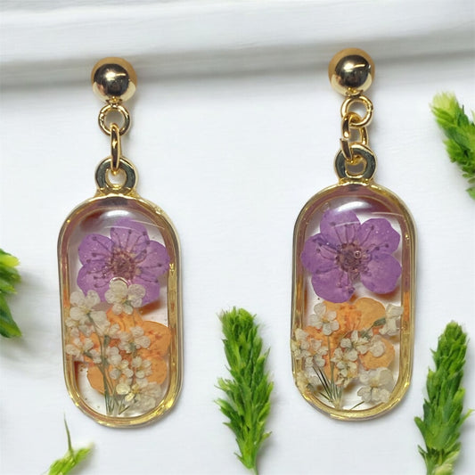 Purple and Orange Plum Blossoms with Queen Anne’s Lace