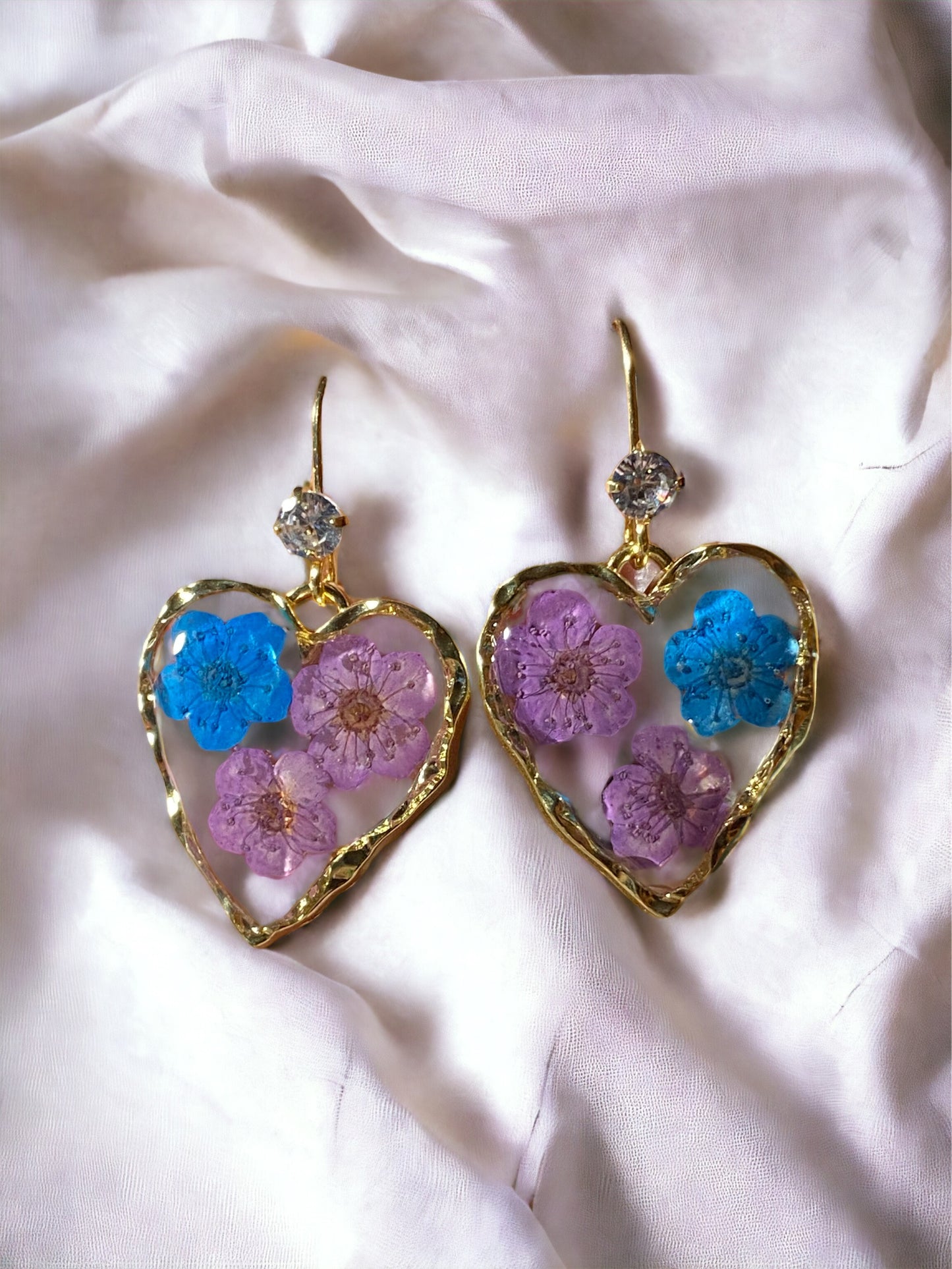 Purple and Blue Plum Blossom Flower Earrings