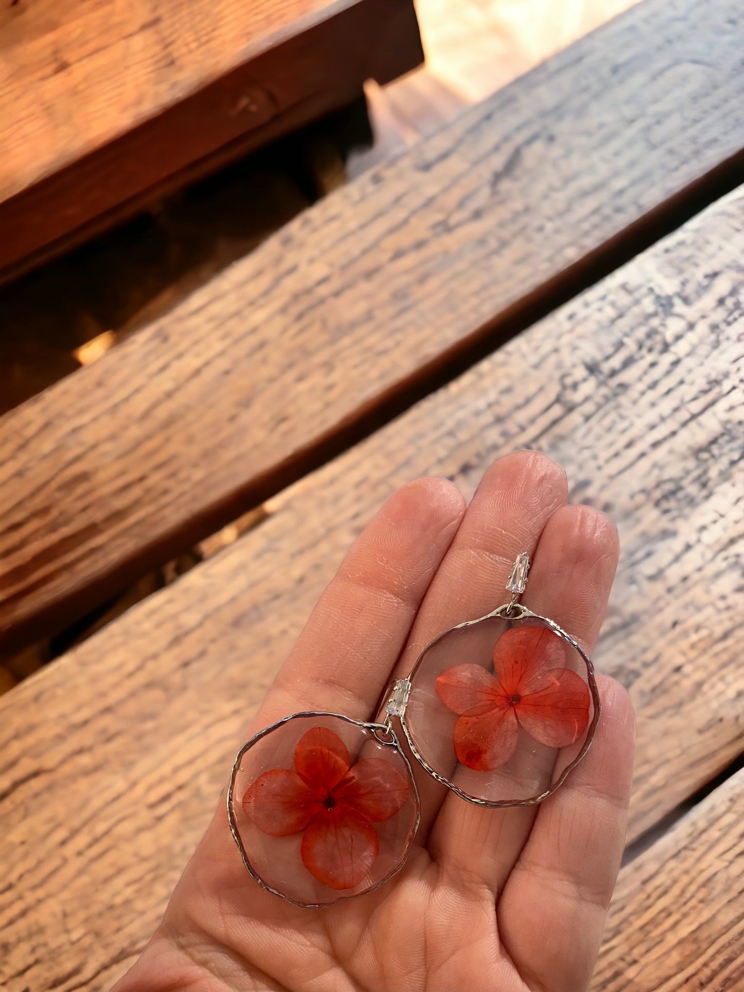Red Hydrangea Earrings