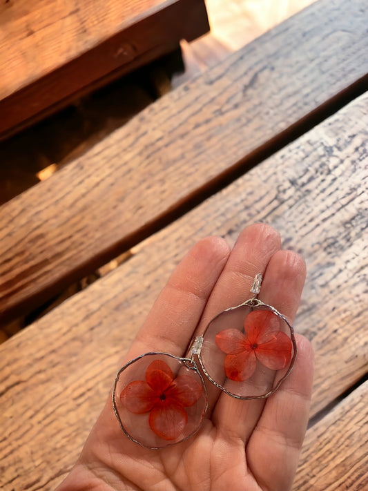 Red Hydrangea Earrings