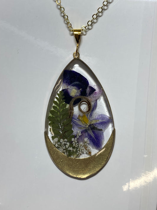 Dry Pressed Fern with Viola, Iris and Queen Anne’s Lace
