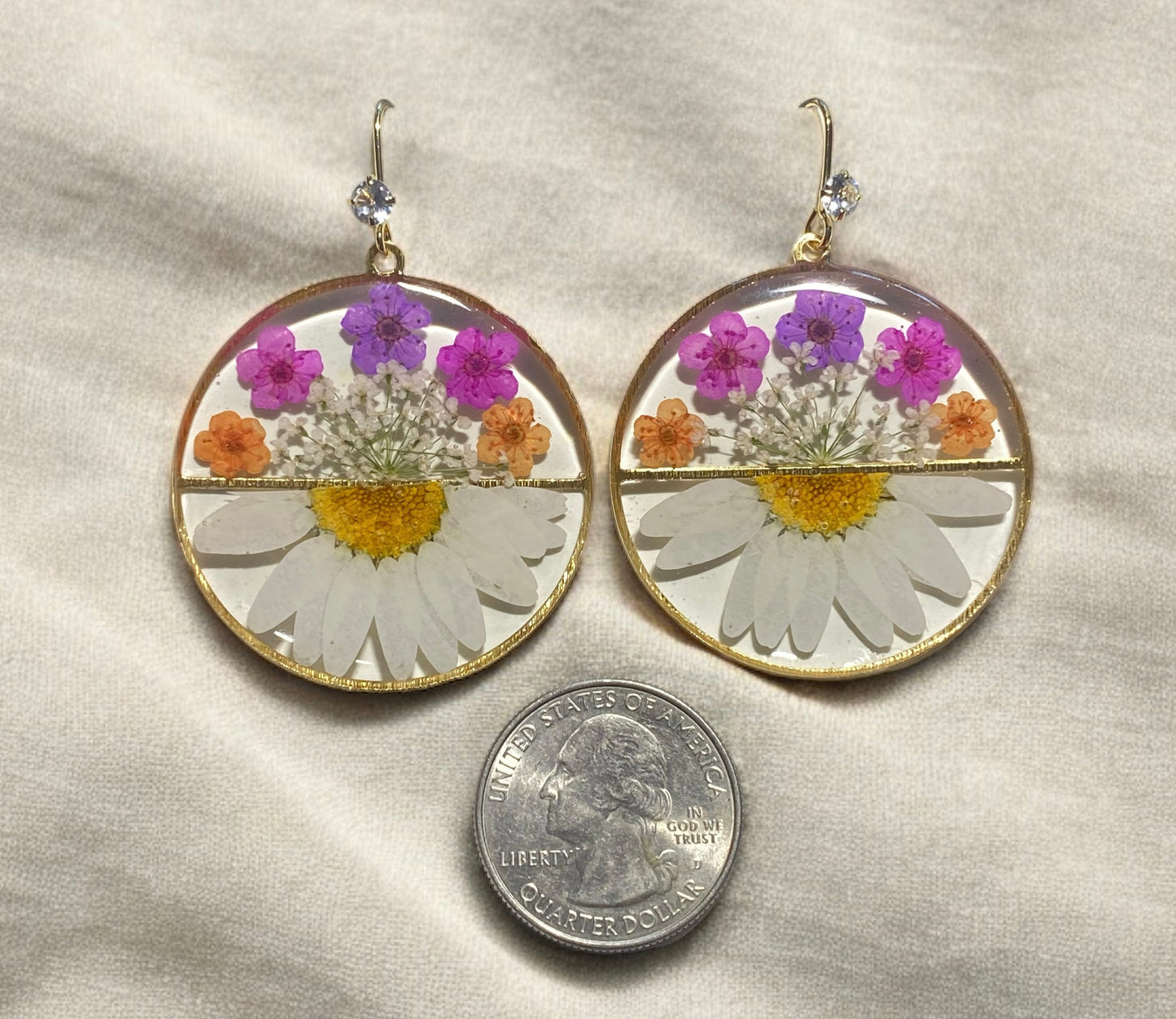 Daisies, Plum Blossoms and Queen Anne’s Lace Earrings