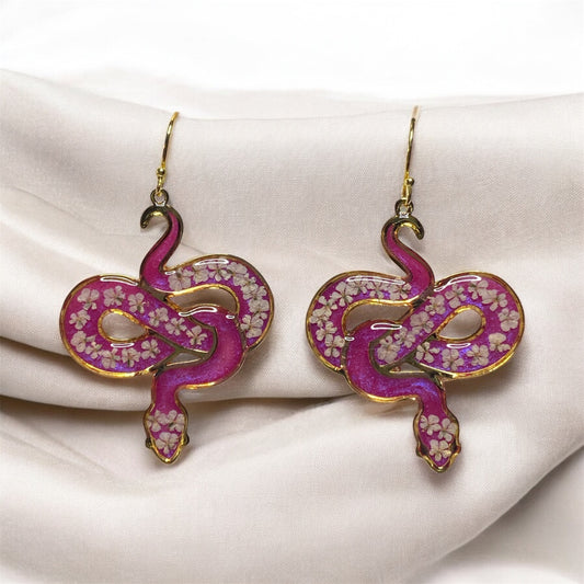 Wisteria 24 kt Gold Plated Snake Bezel Earrings
