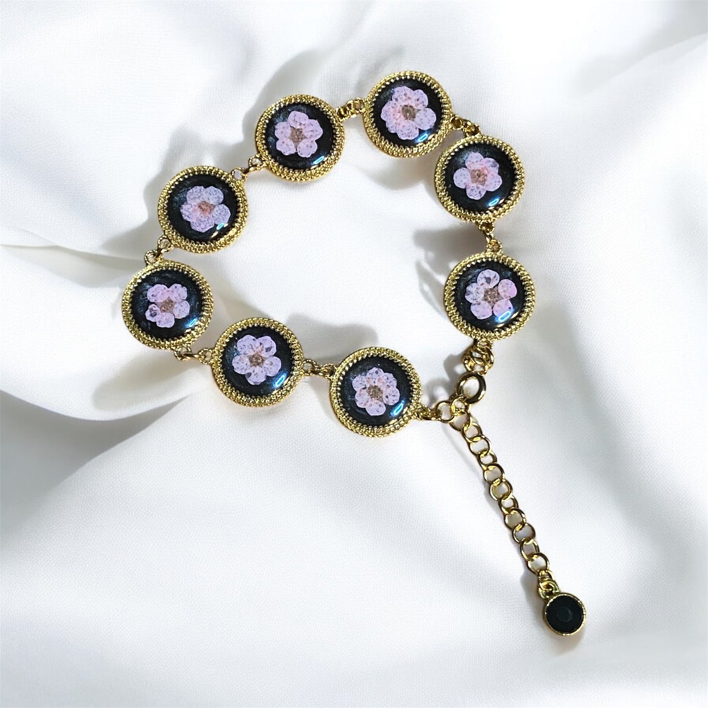 Gold Colored Bracelets with Black Mica Powder