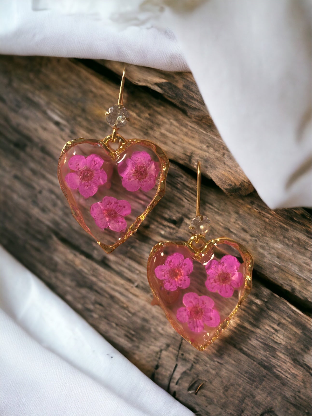Bright Pink Plum Blossom Flower Earrings