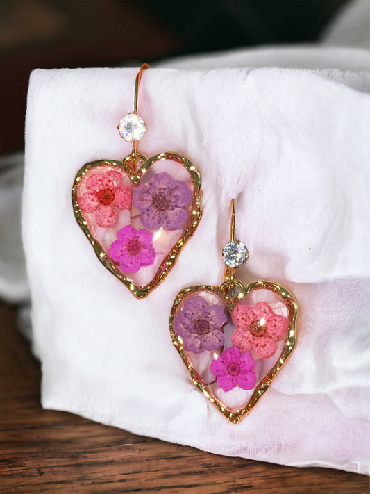 Purple, Pink and Red Plum Blossom Flower Earrings