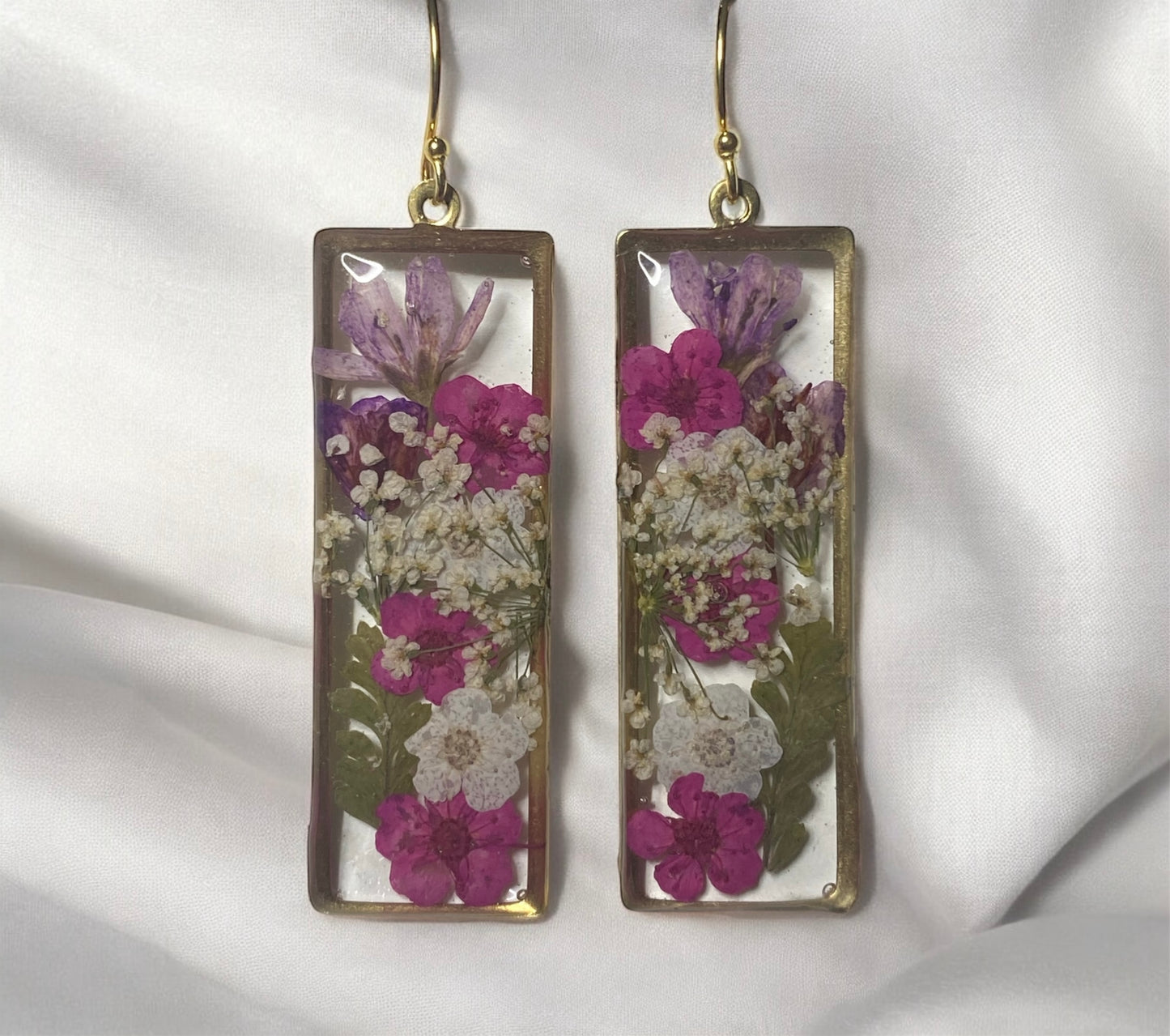 Pink and White Plum Blossoms, Fern and Queen Anne’s Lace