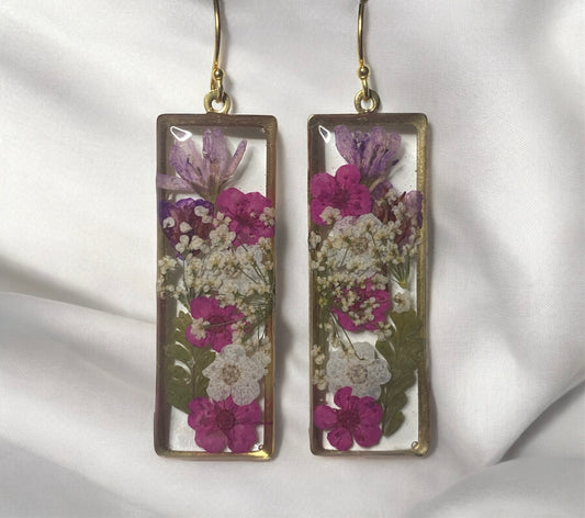Pink and White Plum Blossoms, Fern and Queen Anne’s Lace