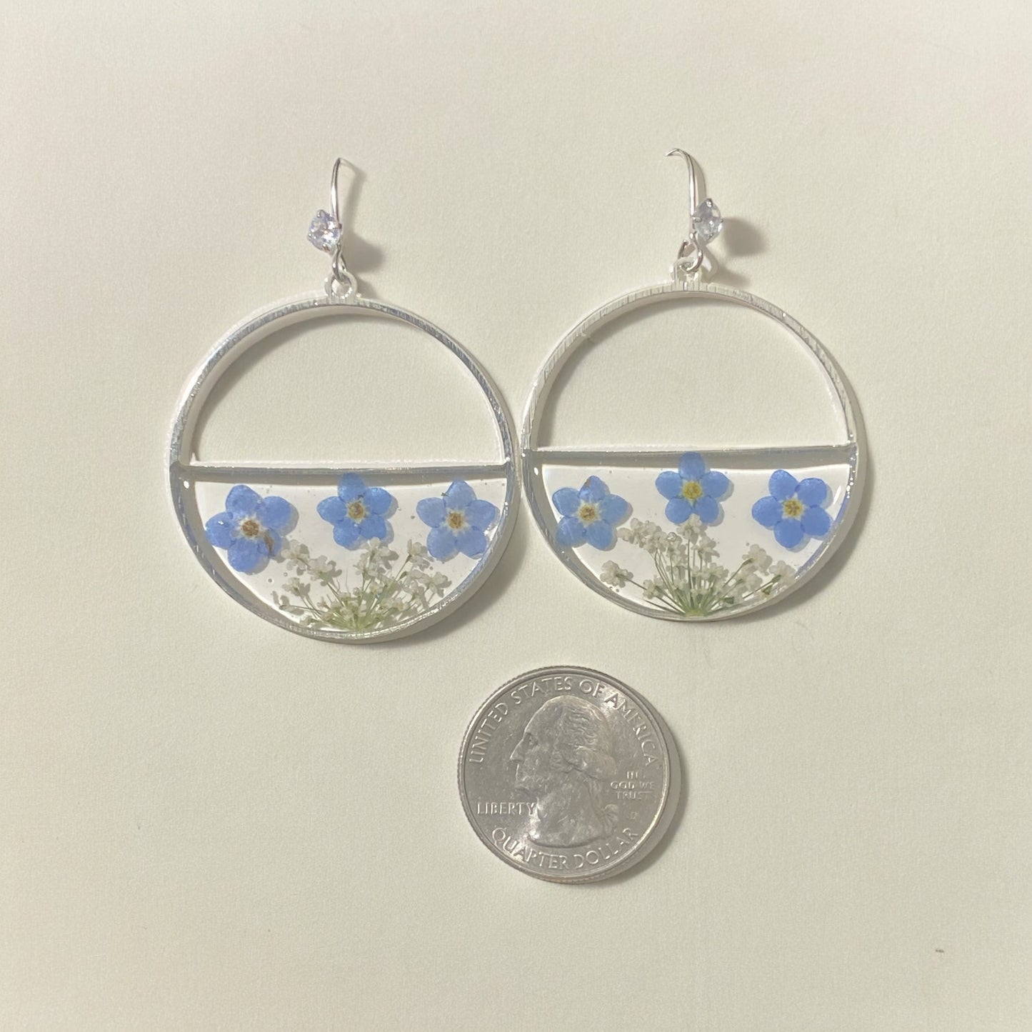 Plum Blossoms with Queen Anne’s Lace Earrings