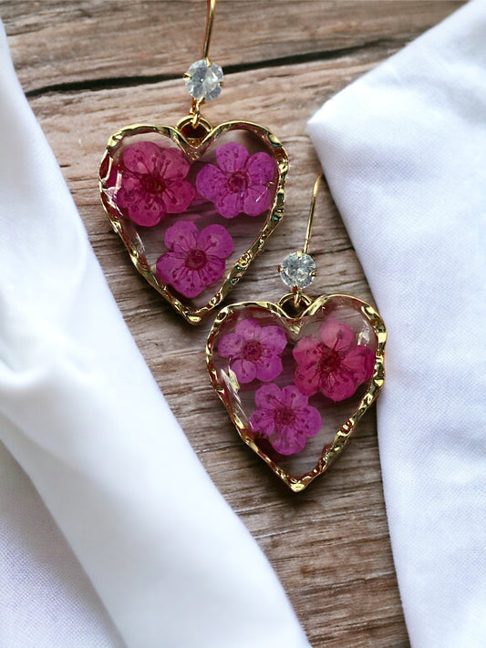 Pink and Purple Plum Blossom Flower Earrings