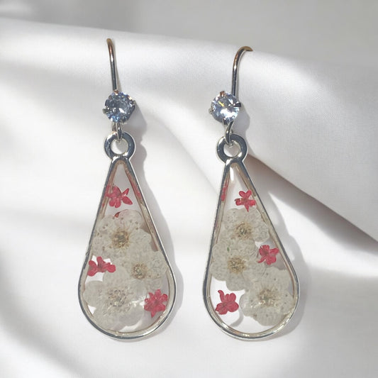 White Plum Blossoms with pieces of Red Queen Anne’s Lace