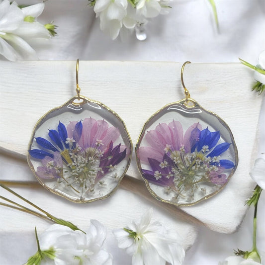 Pink and Blue Fairy Fans with, Purple Wild Flowers and Queen Anne’s Lace