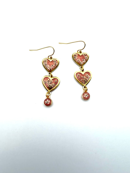 Light Coral/Pink colored Heart Earrings