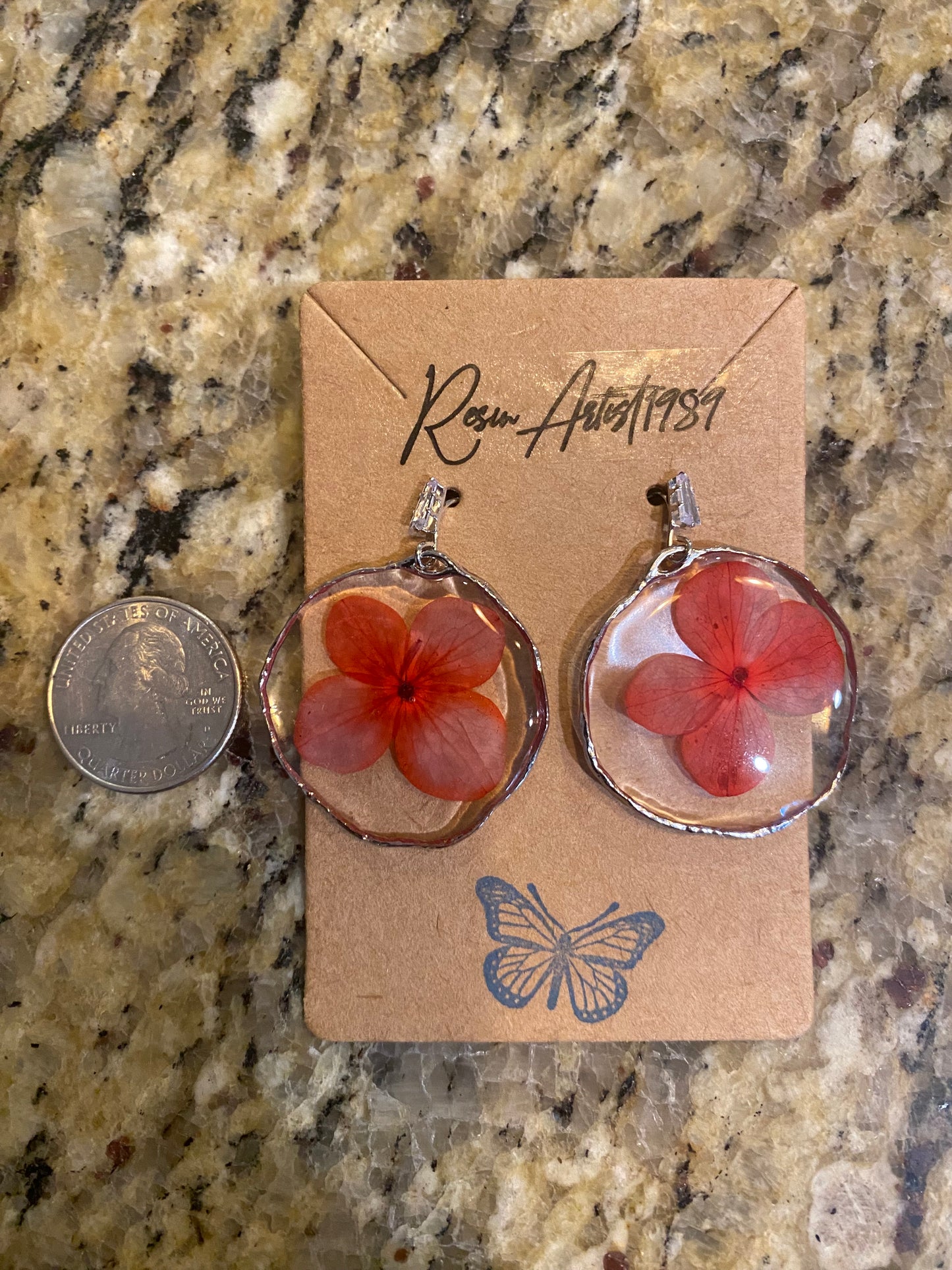 Red Hydrangea Earrings