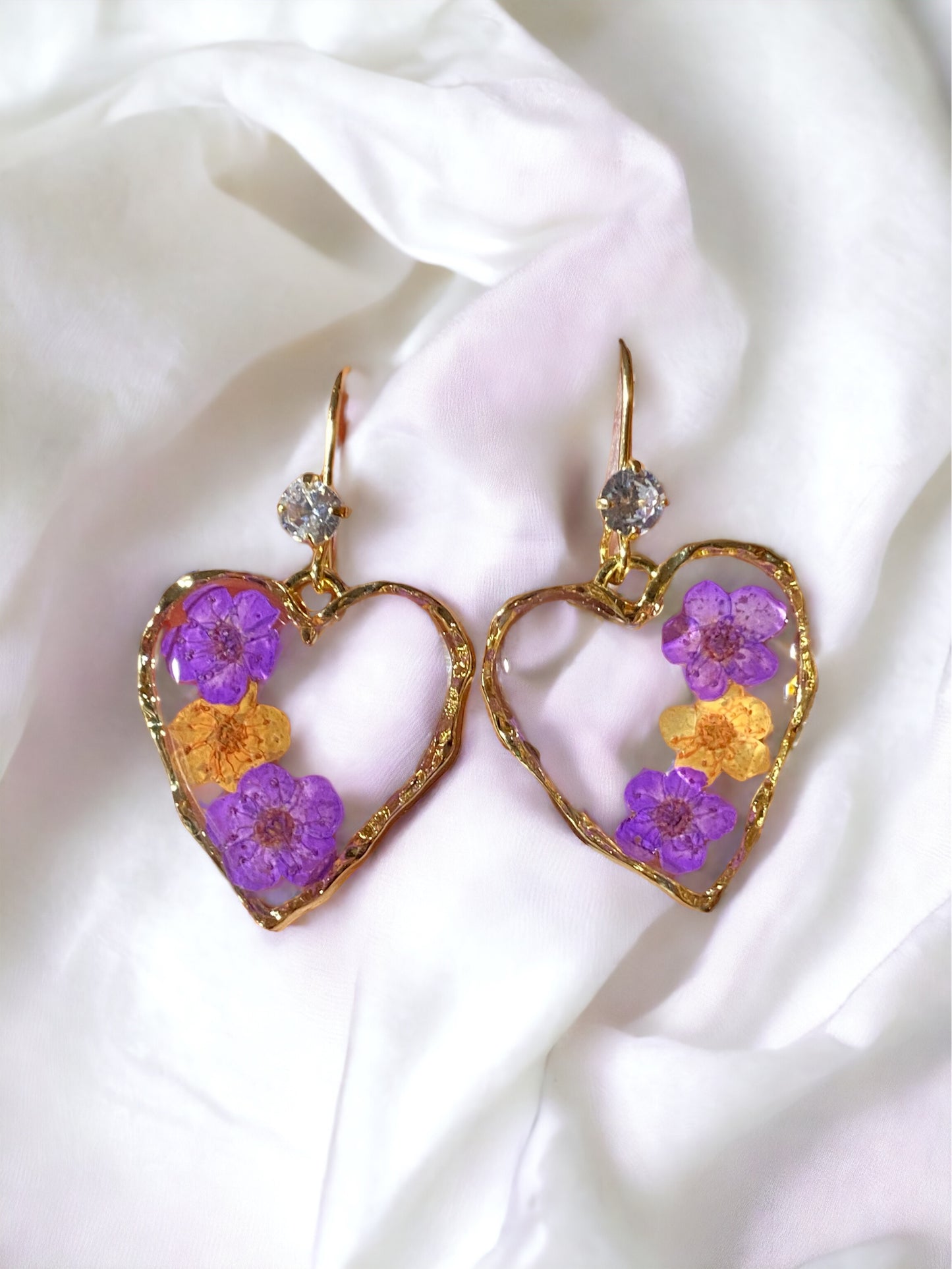 Purple and Orange Plum Blossom Flower Earrings