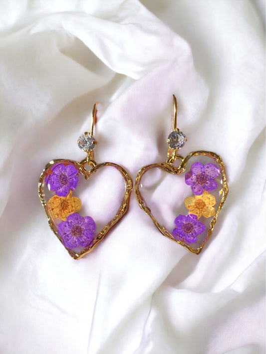 Purple and Orange Plum Blossom Flower Earrings