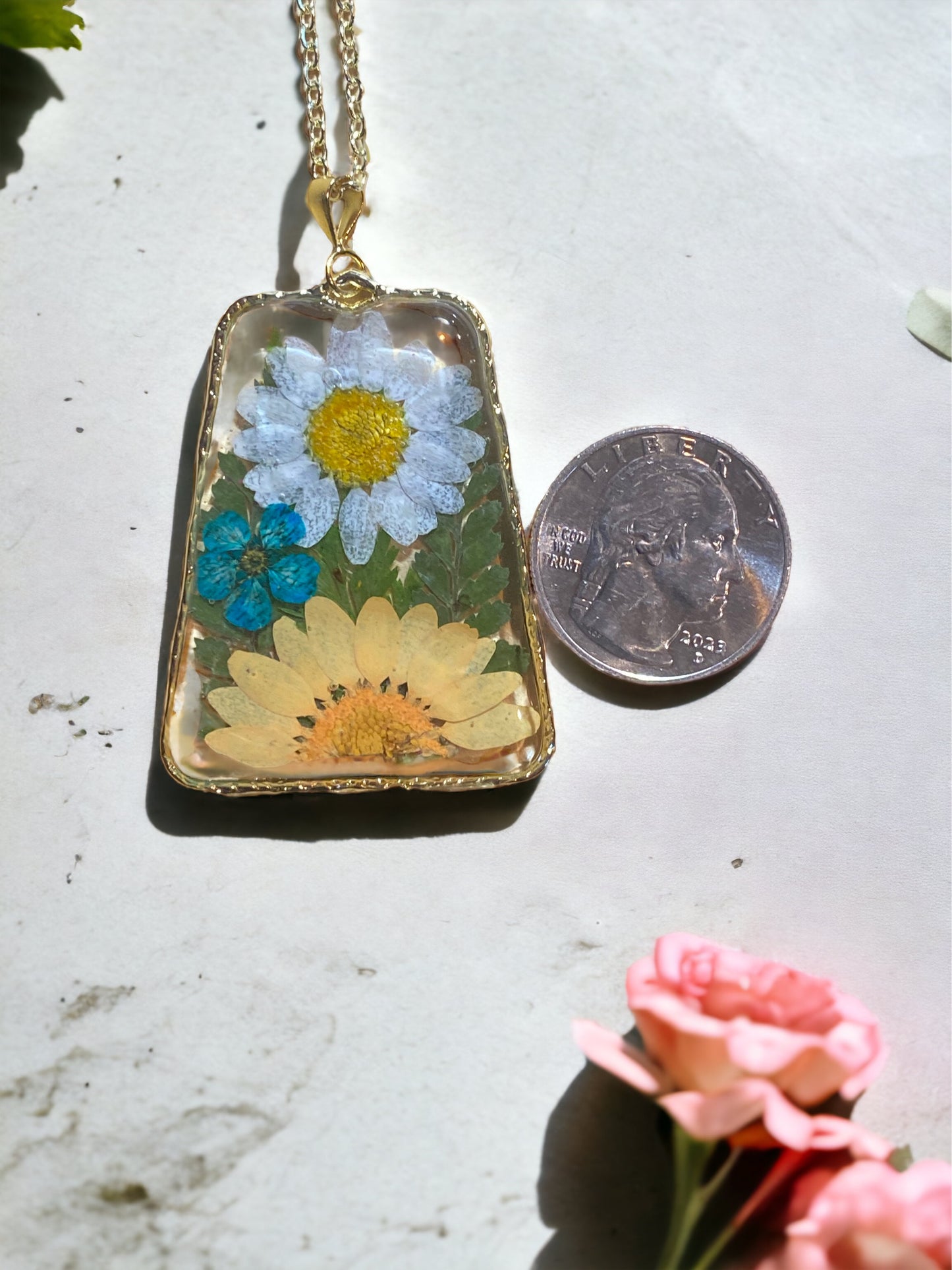 Yellow and White Daisy Flower Necklace