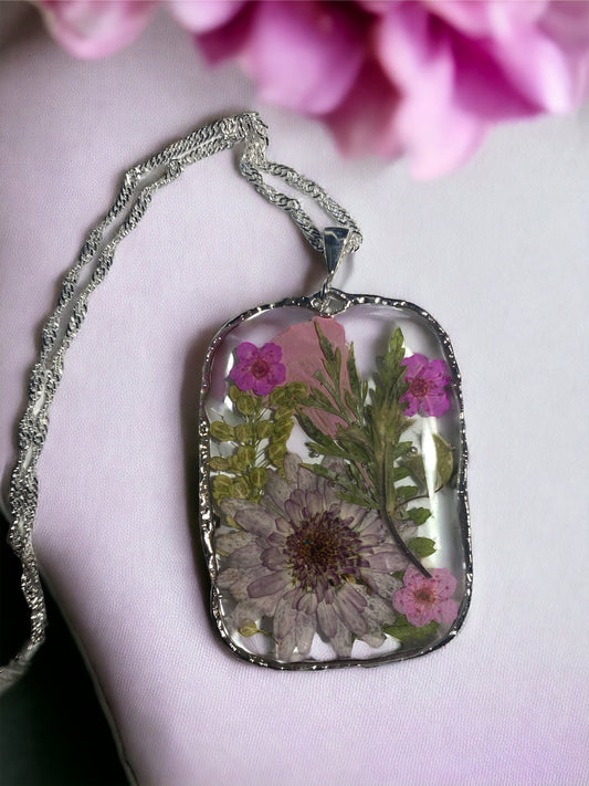 Chrysanthemum, Pepperweed, Pink Plum Blossom and Rapeseed 🌸 Necklace